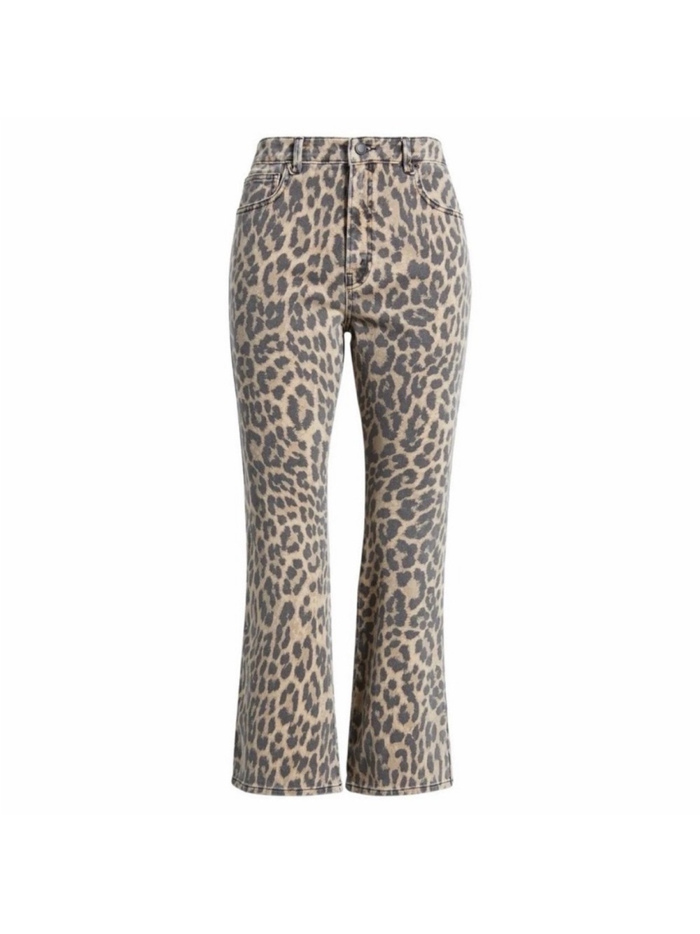 Good American Leopard-Print Kick Flare Jeans